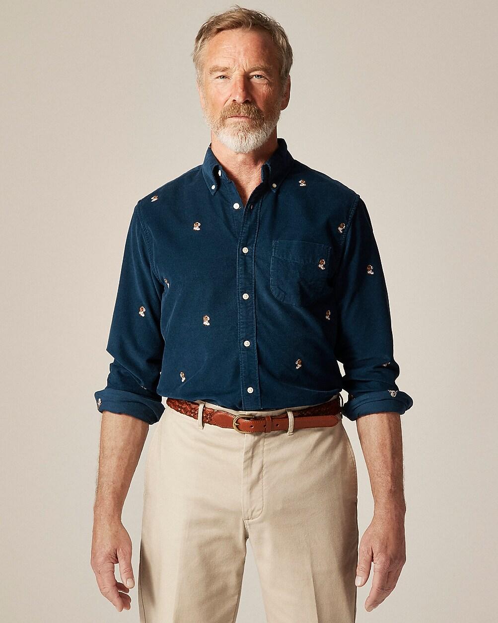 Fine-wale corduroy shirt with embroidered dogs by J.CREW
