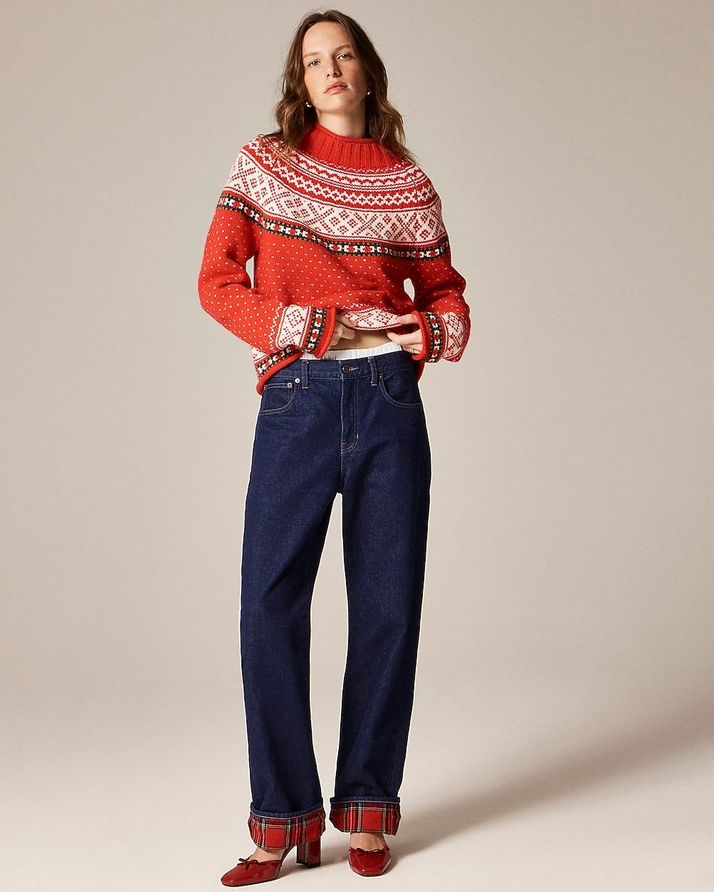 Flannel-lined relaxed straight jean in Rinse wash by J.CREW