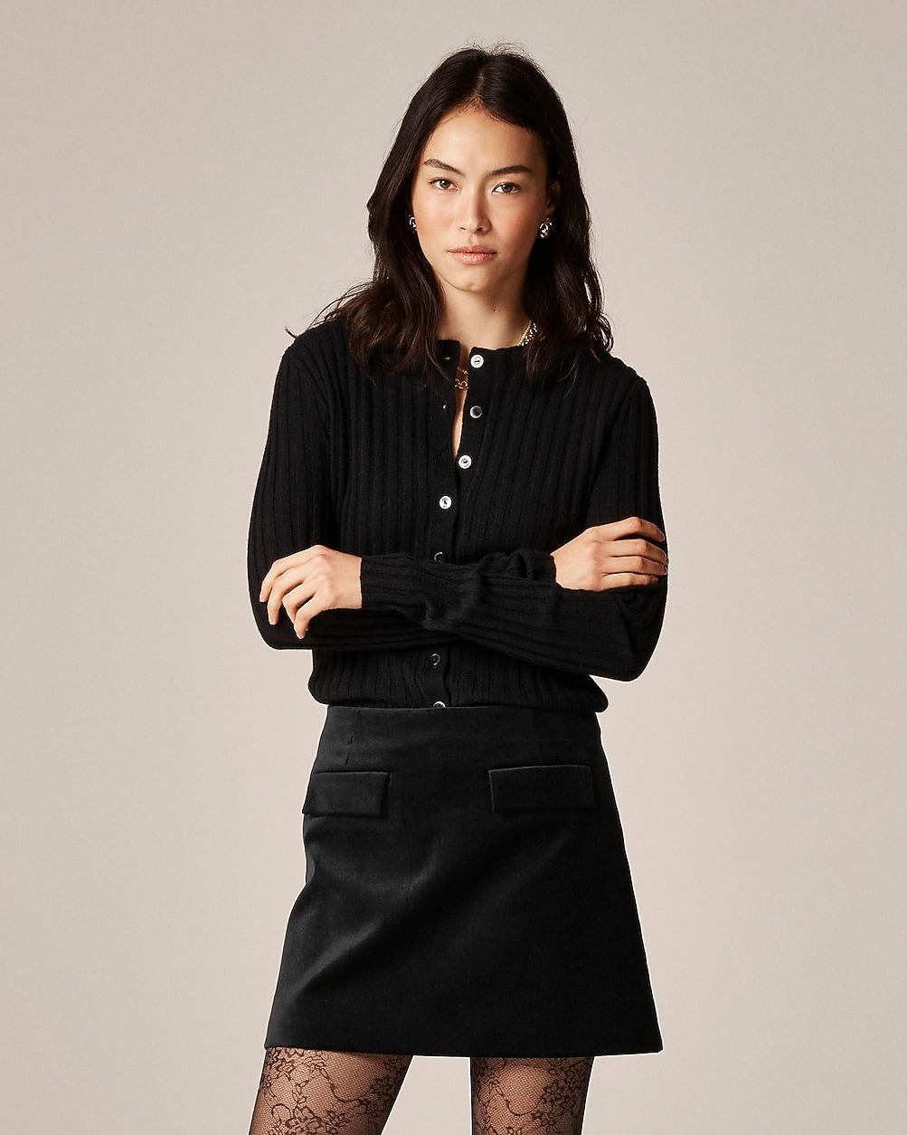 Flap-pocket mini skirt in velvet by J.CREW