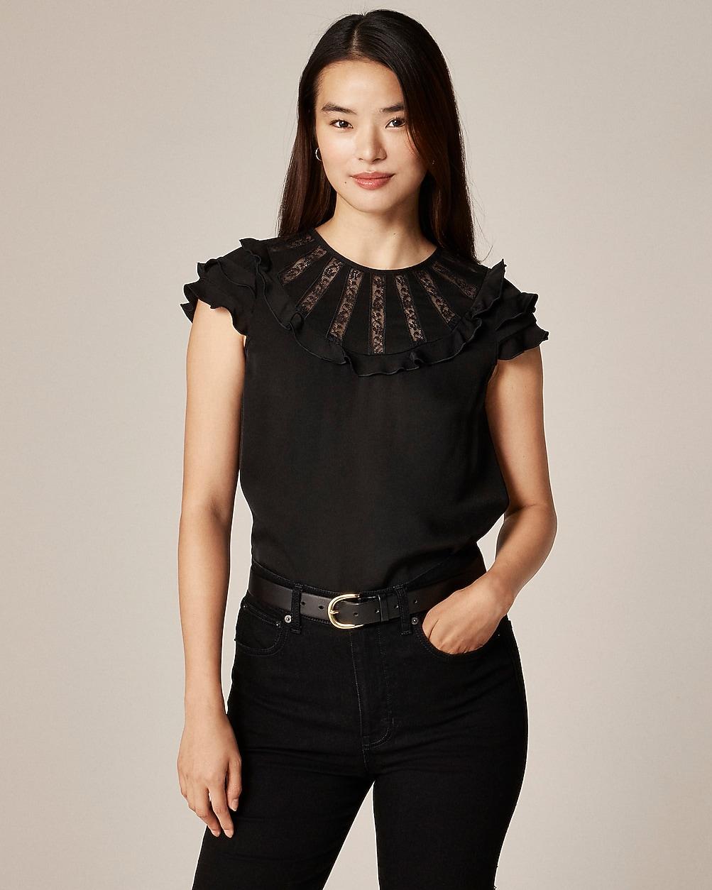 Flutter-sleeve shirt in crepe de chine by J.CREW