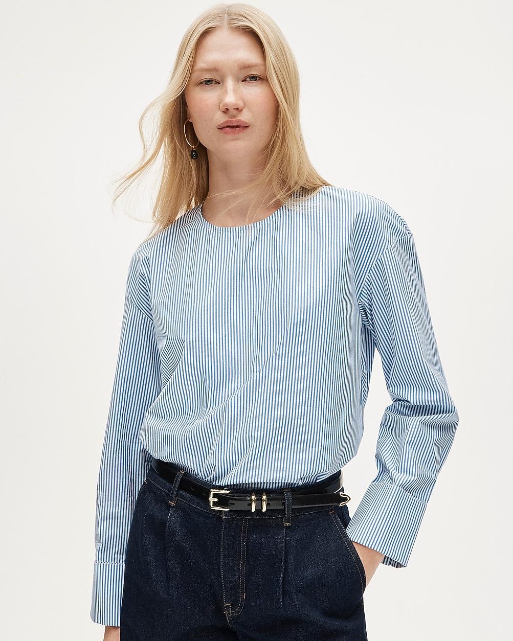 French cuff shirt in striped cotton poplin by J.CREW
