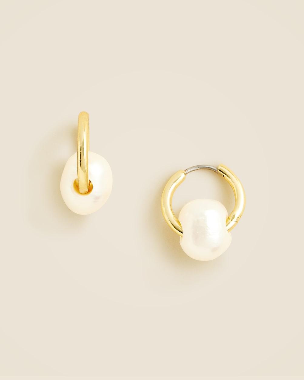 Freshwater pearl huggie hoop earrings by J.CREW