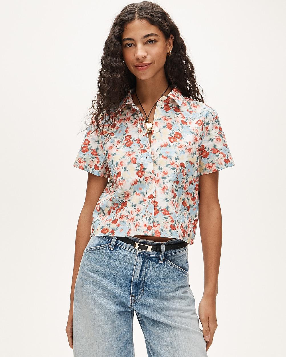Gamine button-down shirt in blurred floral print by J.CREW Gamine button-down shirt in blurred floral print by J.CREW