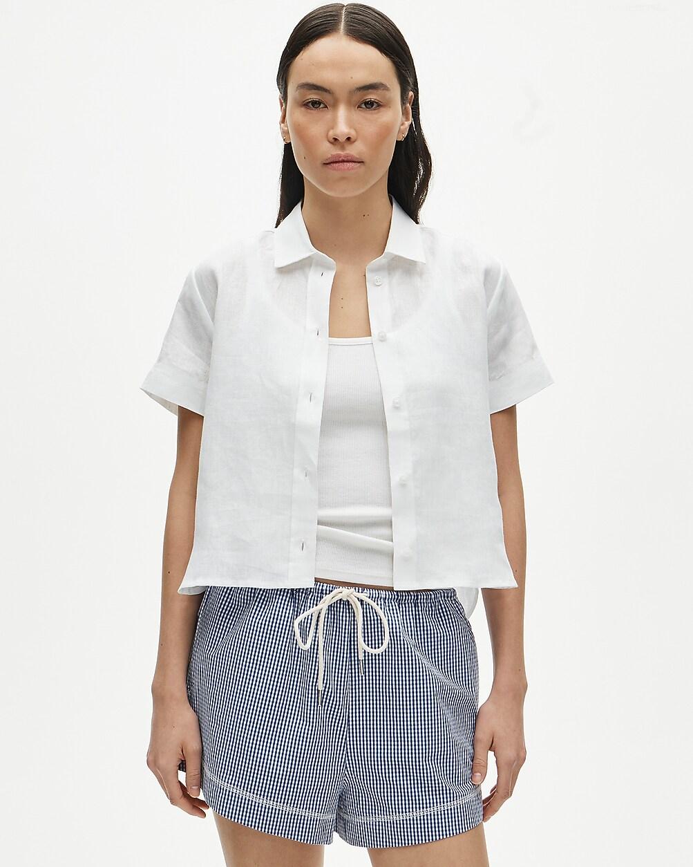 Gamine button-down shirt in linen by J.CREW