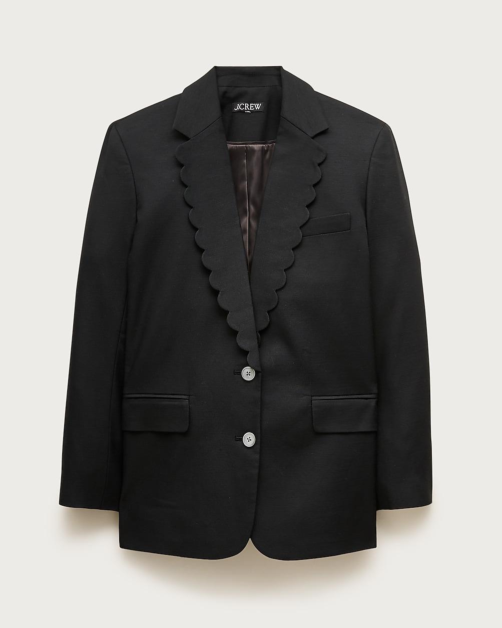 Gamine scallop-trim blazer in Gramercy linen blend by J.CREW