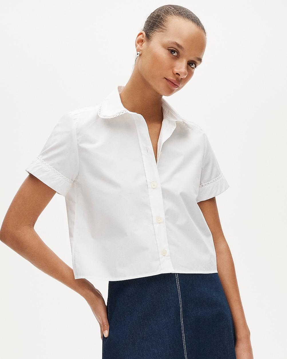 Gamine scallop-trim button-down shirt by J.CREW