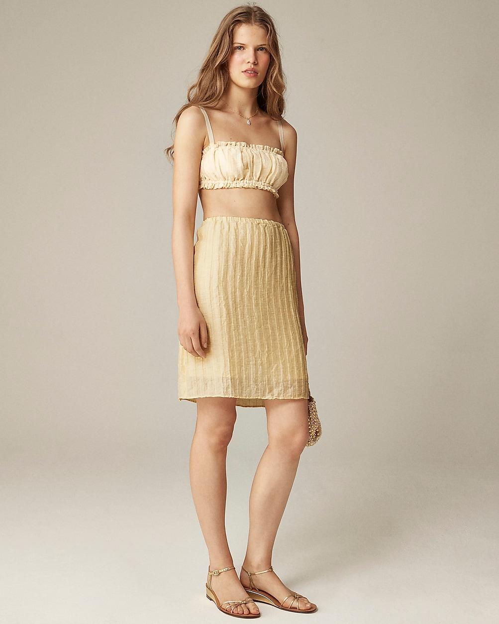 Gathered linen-blend bra top by J.CREW