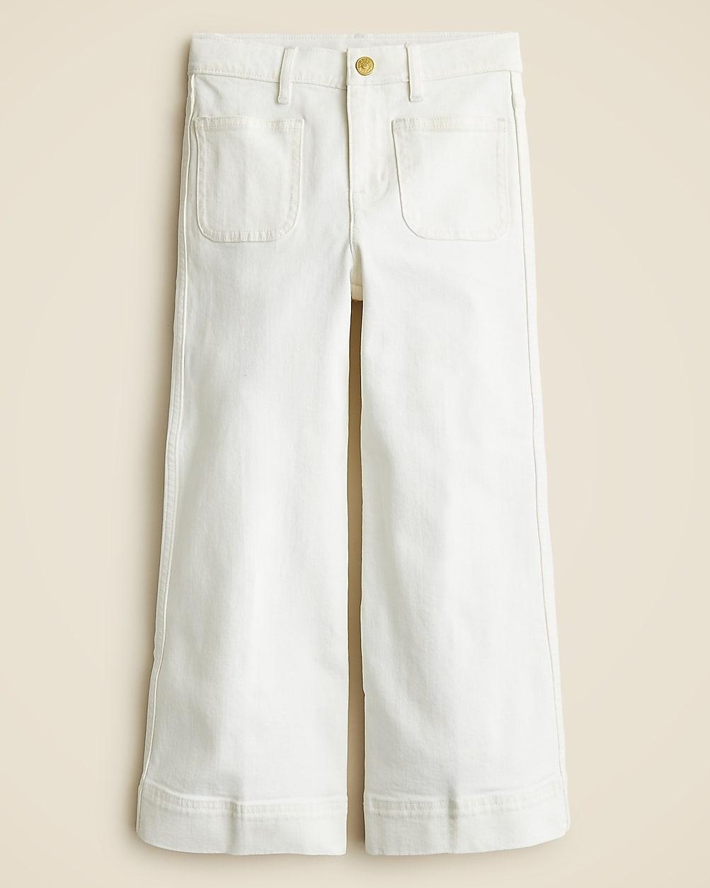 Girls' Sailor stretch denim trouser in white by J.CREW