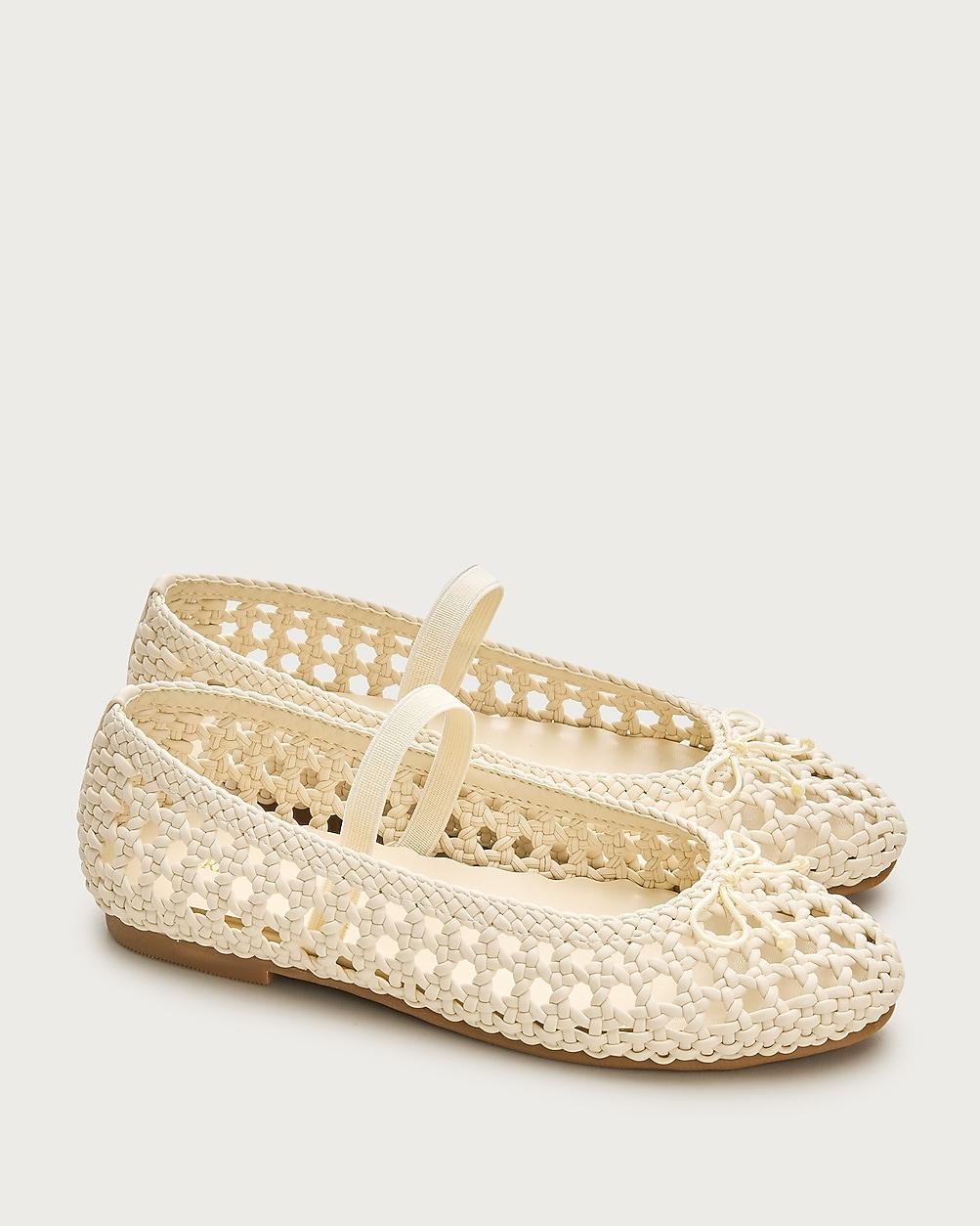 Girls' basketweave ballet flats in metallic by J.CREW