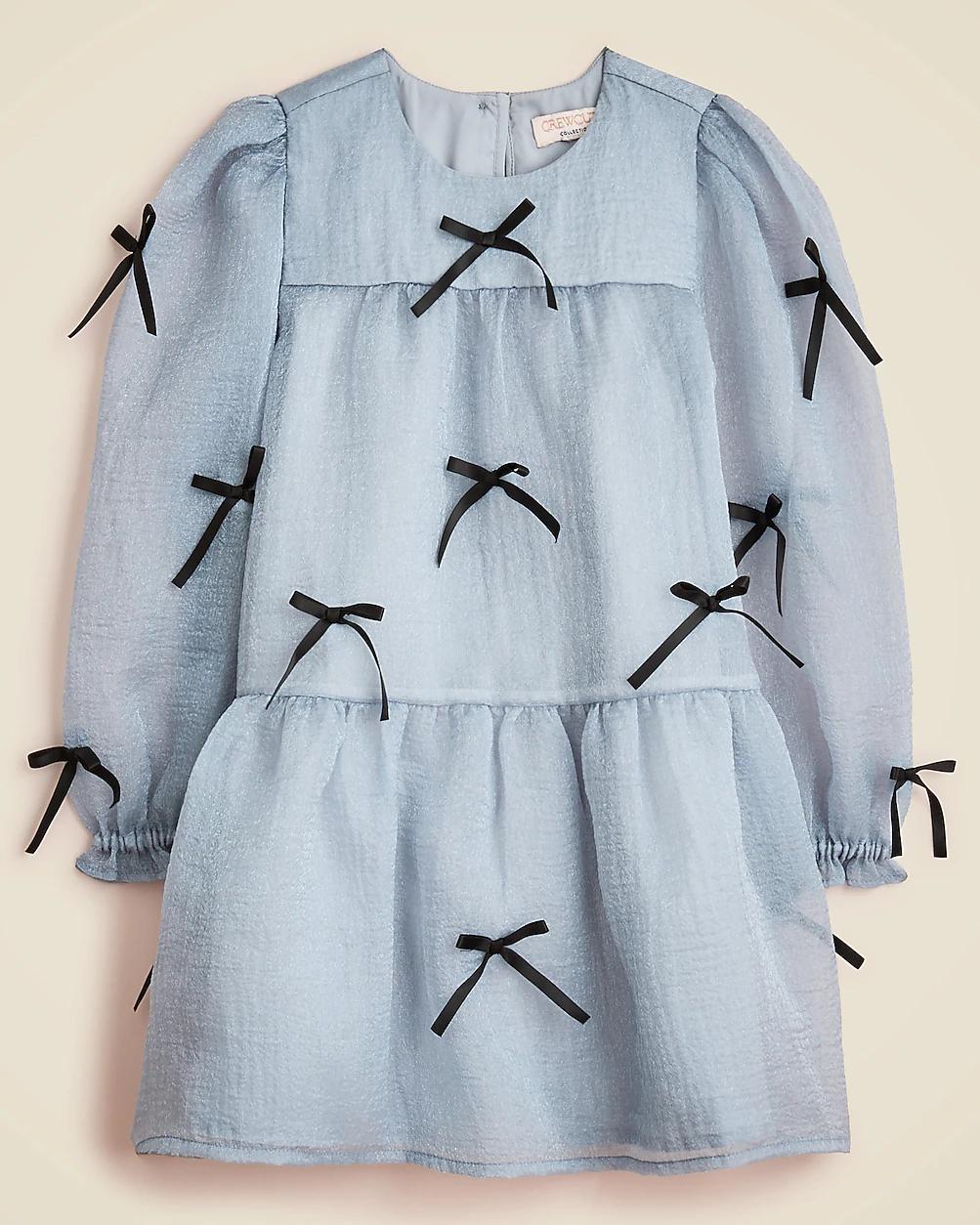 Girls' bow-embellished dress in crinkle organza by J.CREW