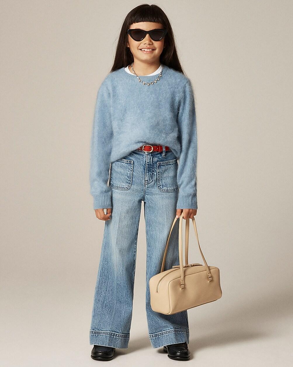 Girls' brushed cashmere crewneck sweater by J.CREW