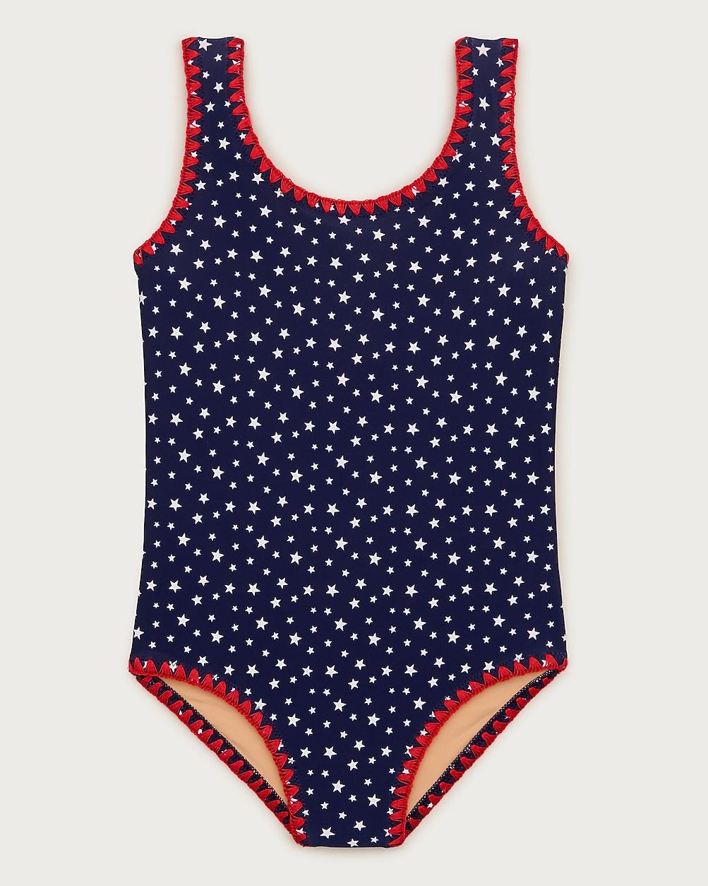 Girls' crochet-stitch one-piece swimsuit in prints by J.CREW