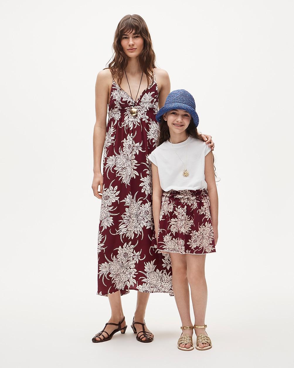Girls' crochet-trim skirt in broken-in jersey by J.CREW