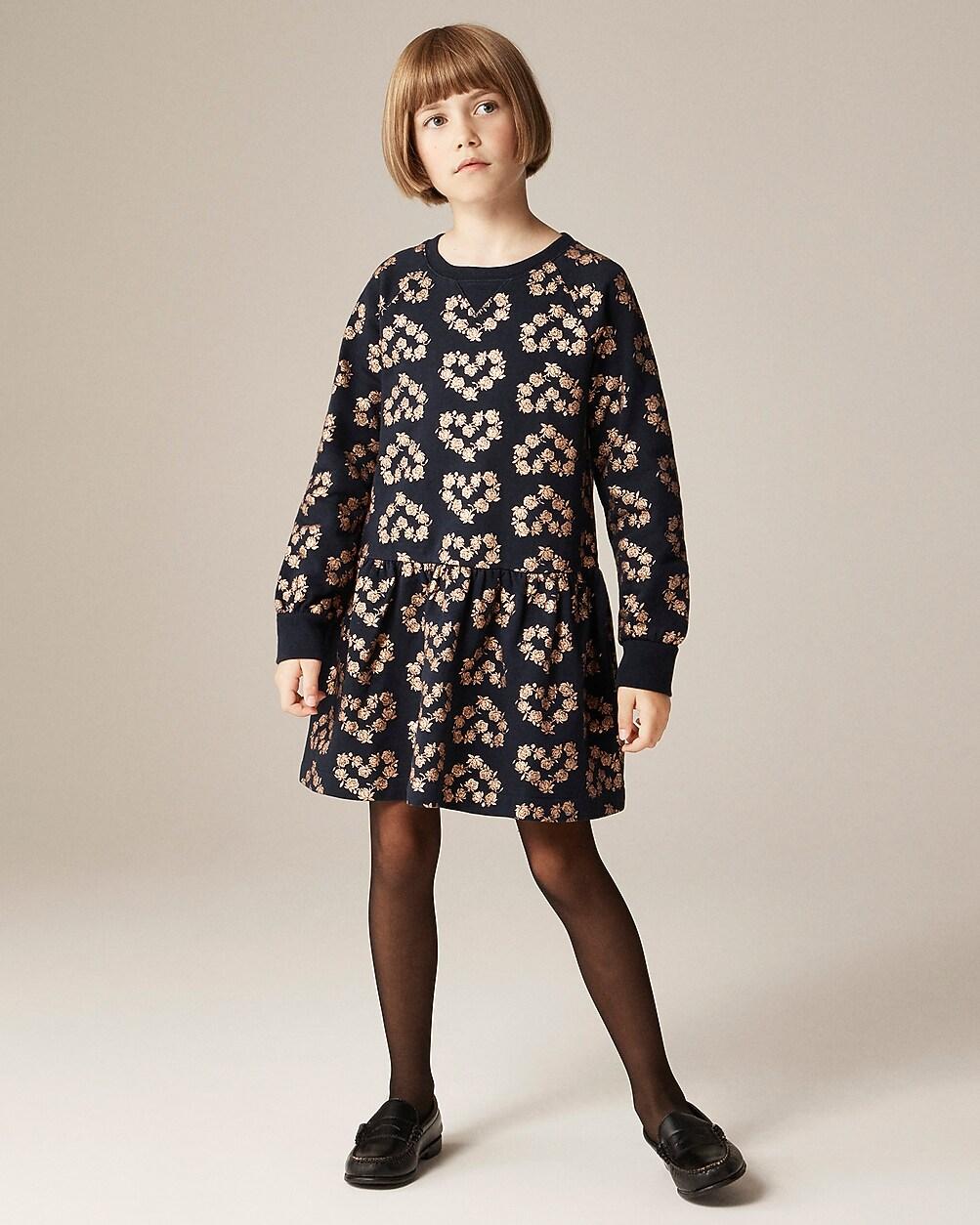 Girls' drop-waist sweatshirt-dress in terry by J.CREW