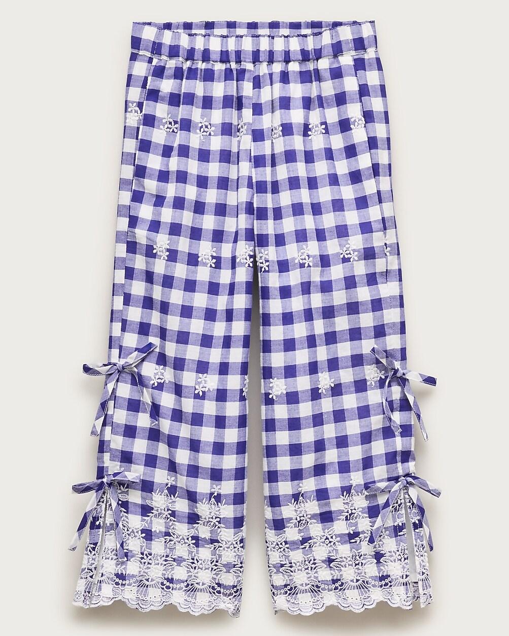 Girls' embroidered pull-on pant in gingham by J.CREW