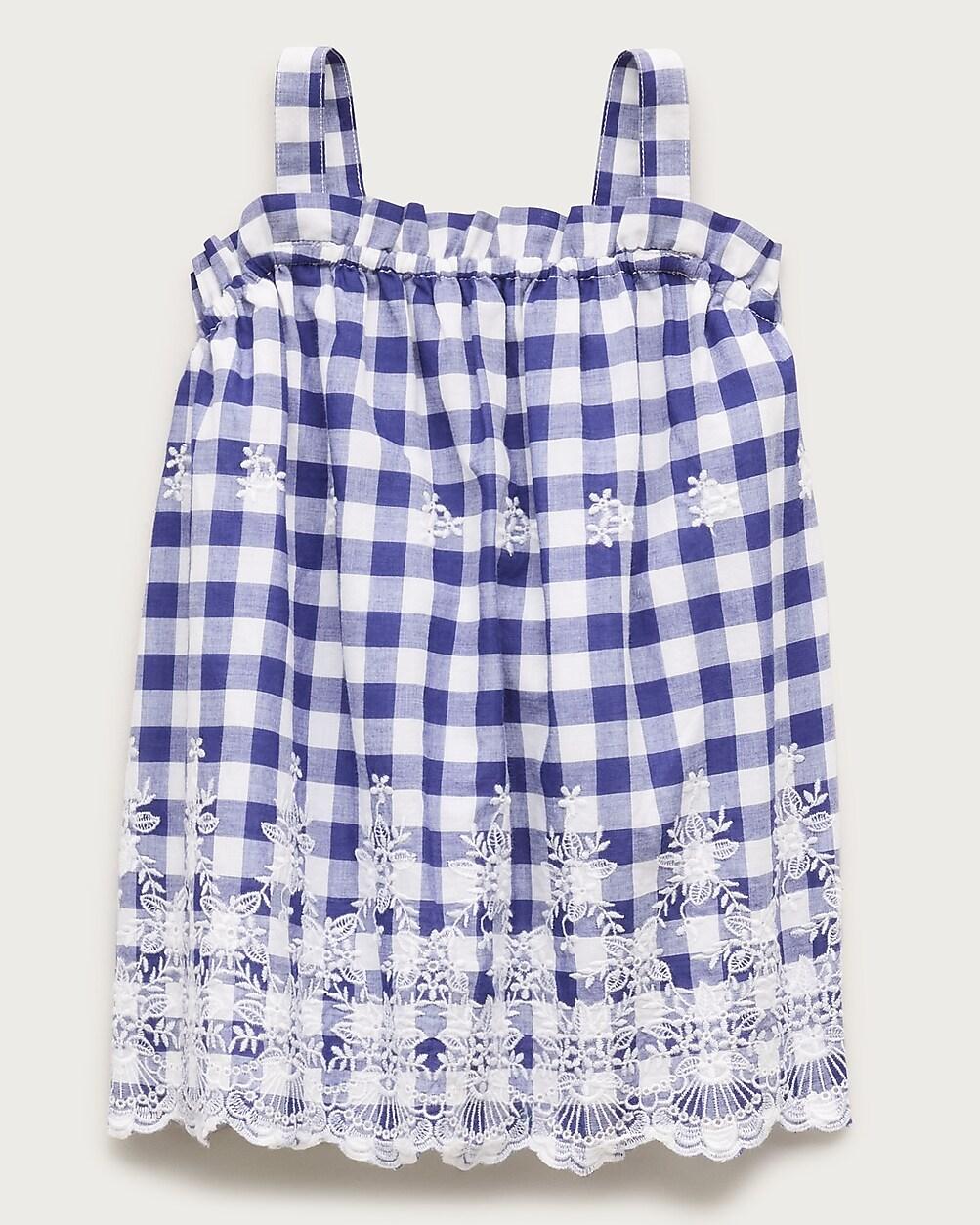 Girls' embroidered tank top in gingham by J.CREW