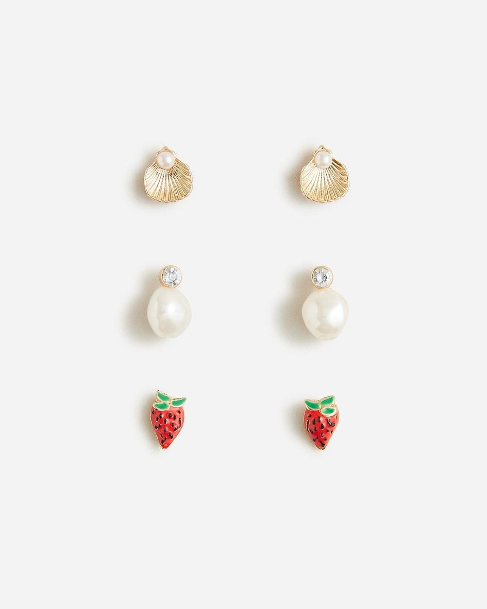Girls' fruit and pearl earrings pack by J.CREW