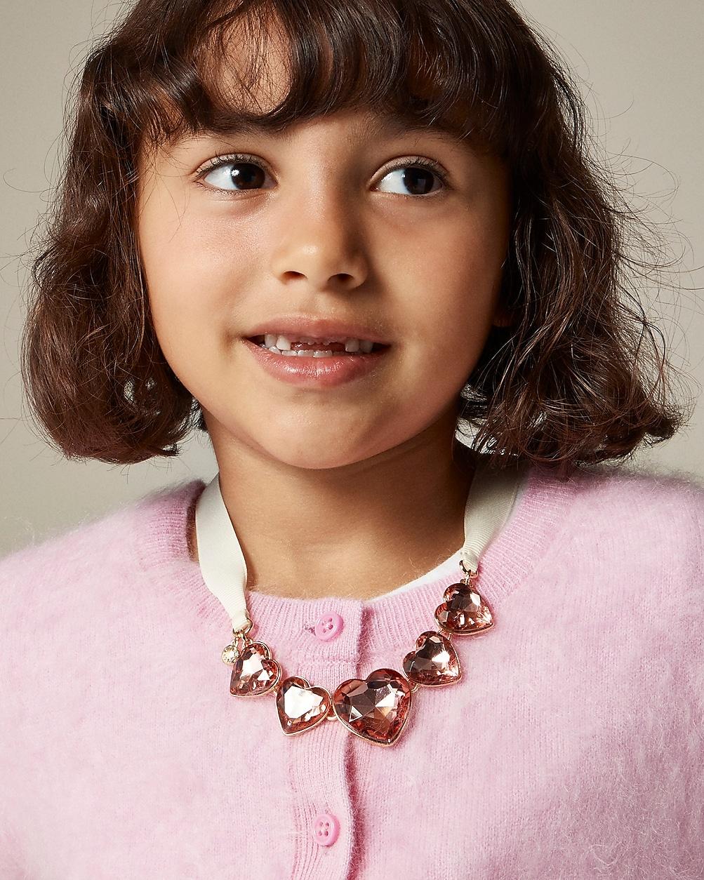 Girls' heart crystal bow necklace by J.CREW