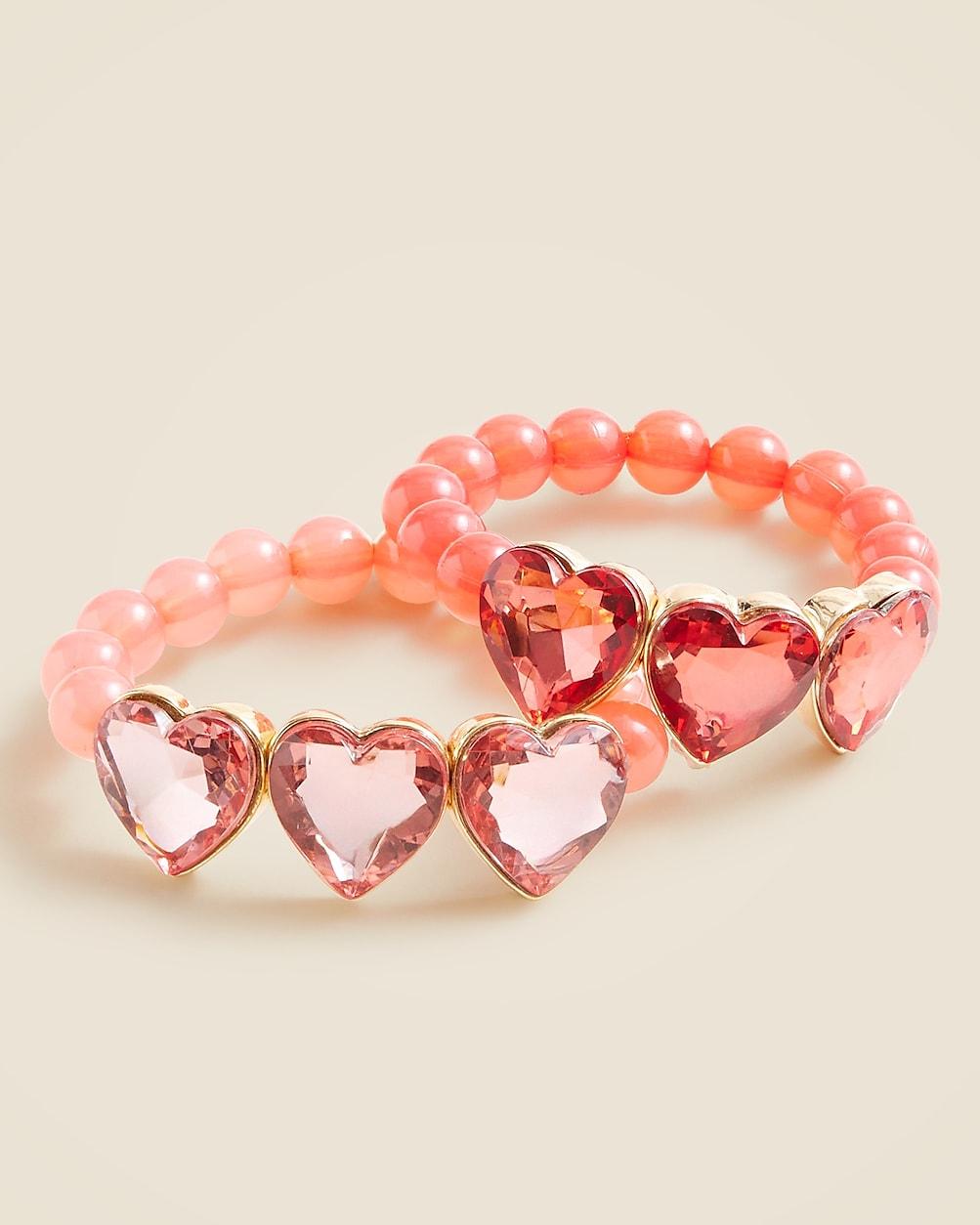 Girls' heart crystal bracelets set-of-two by J.CREW