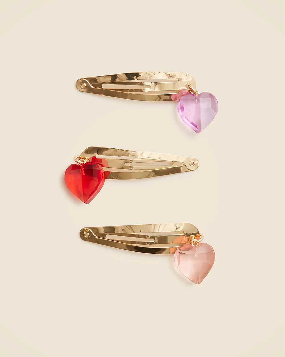 Girls' heart hair clips set-of-three by J.CREW