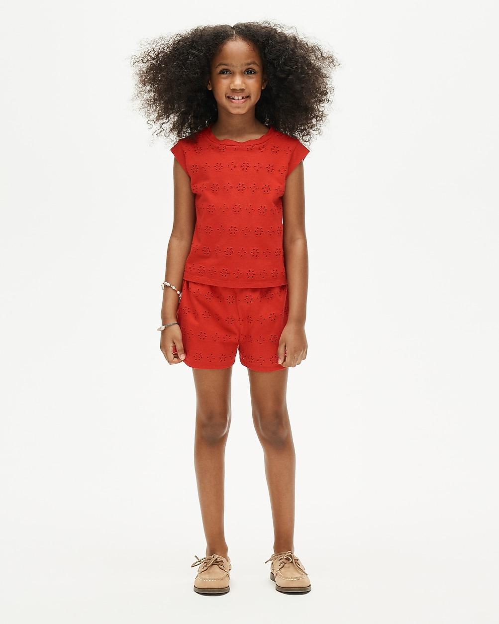 Girls' knit short in eyelet by J.CREW