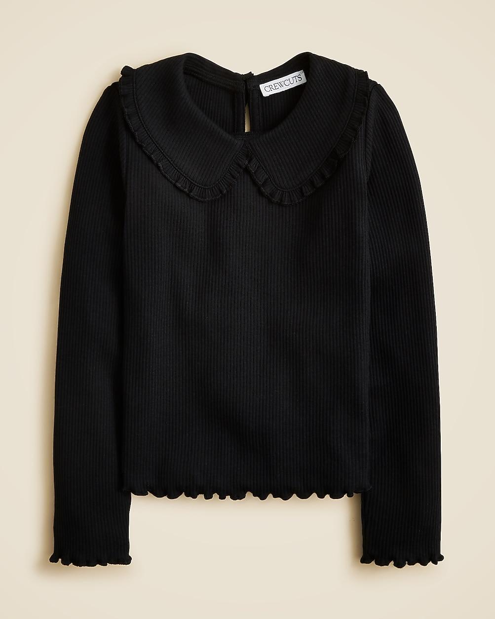 Girls' long-sleeve ruffle-collar top in vintage rib by J.CREW
