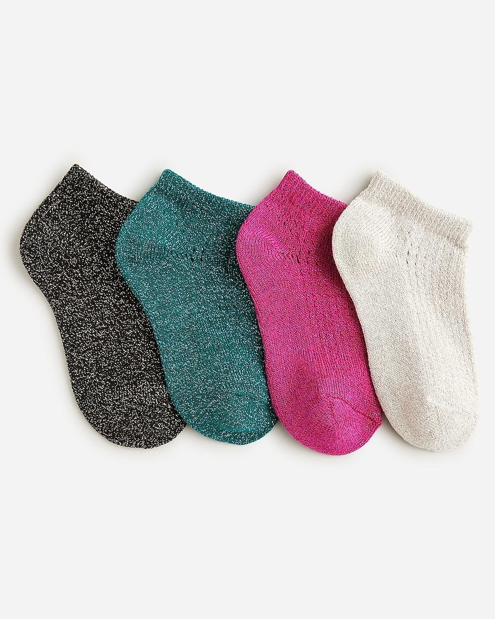 Girls' metallic ankle socks four-pack by J.CREW
