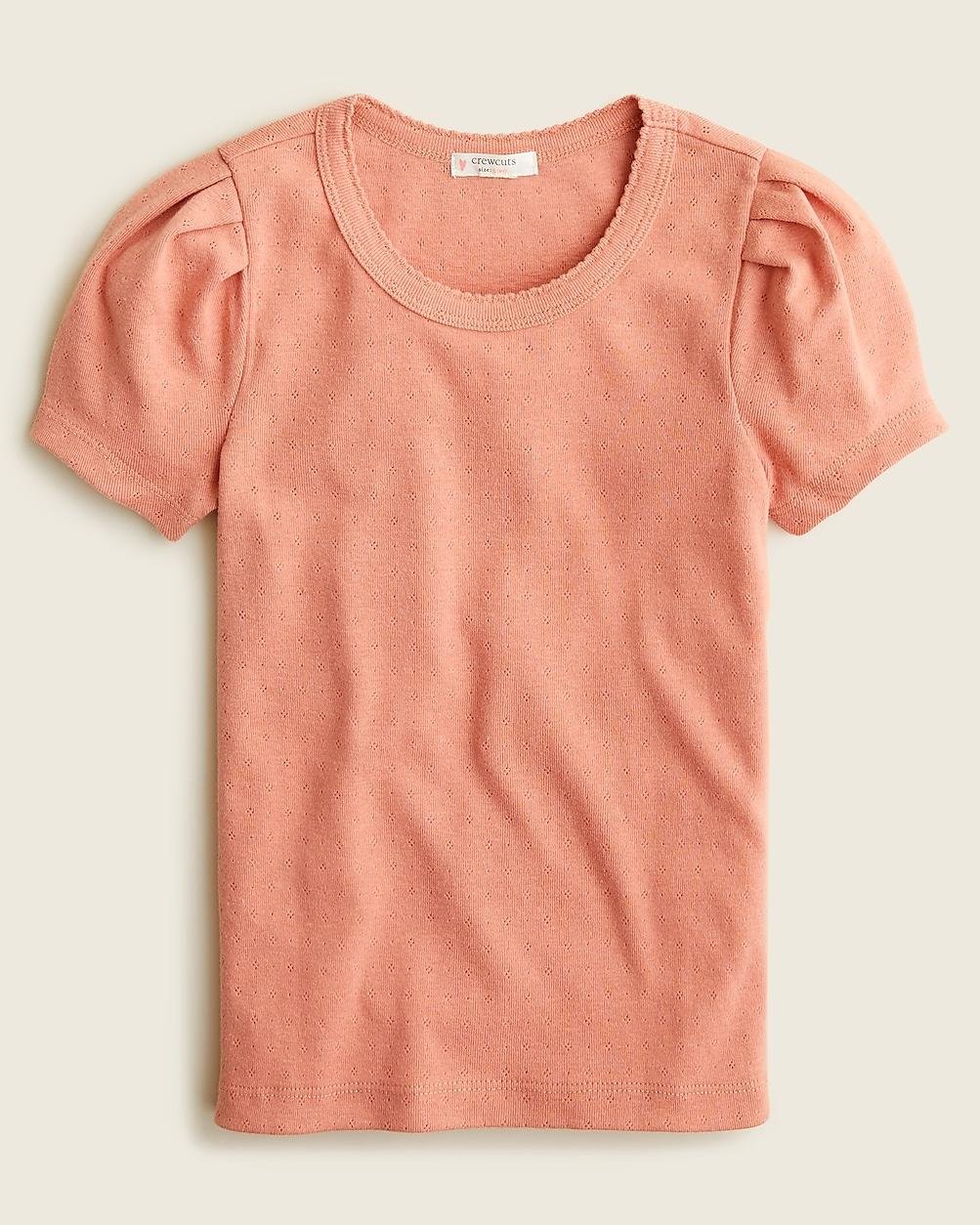Girls' puff-sleeve pointelle T-shirt by J.CREW