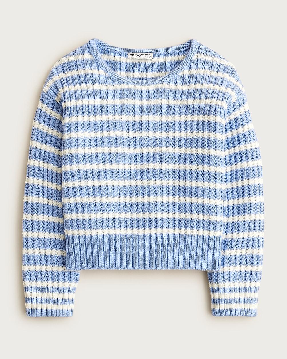 Girls' ribbed cotton crewneck sweater in stripe by J.CREW