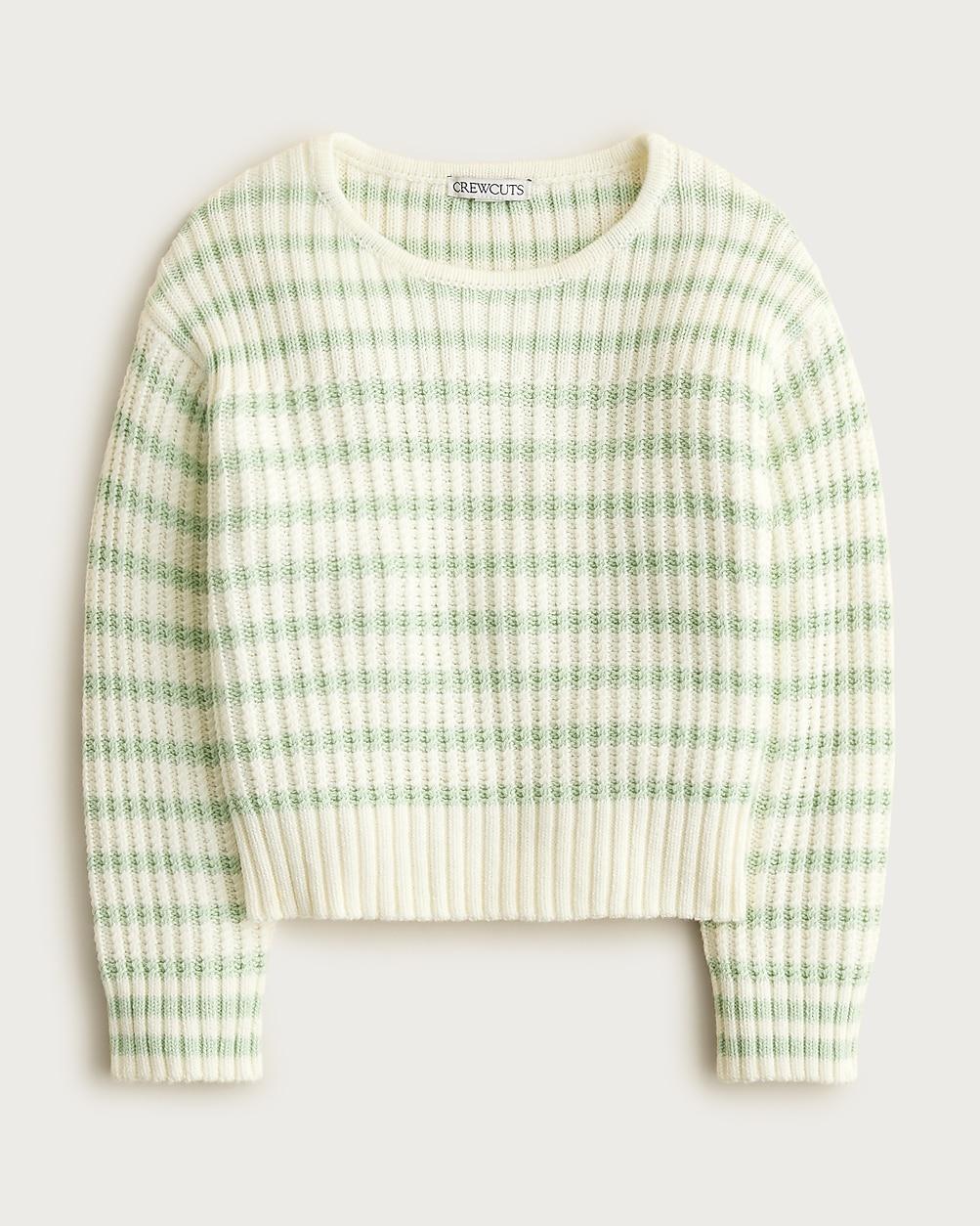 Girls' ribbed cotton crewneck sweater in stripe by J.CREW