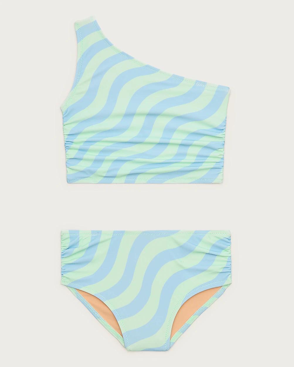Girls' ruched one-shoulder two-piece swimsuit by J.CREW