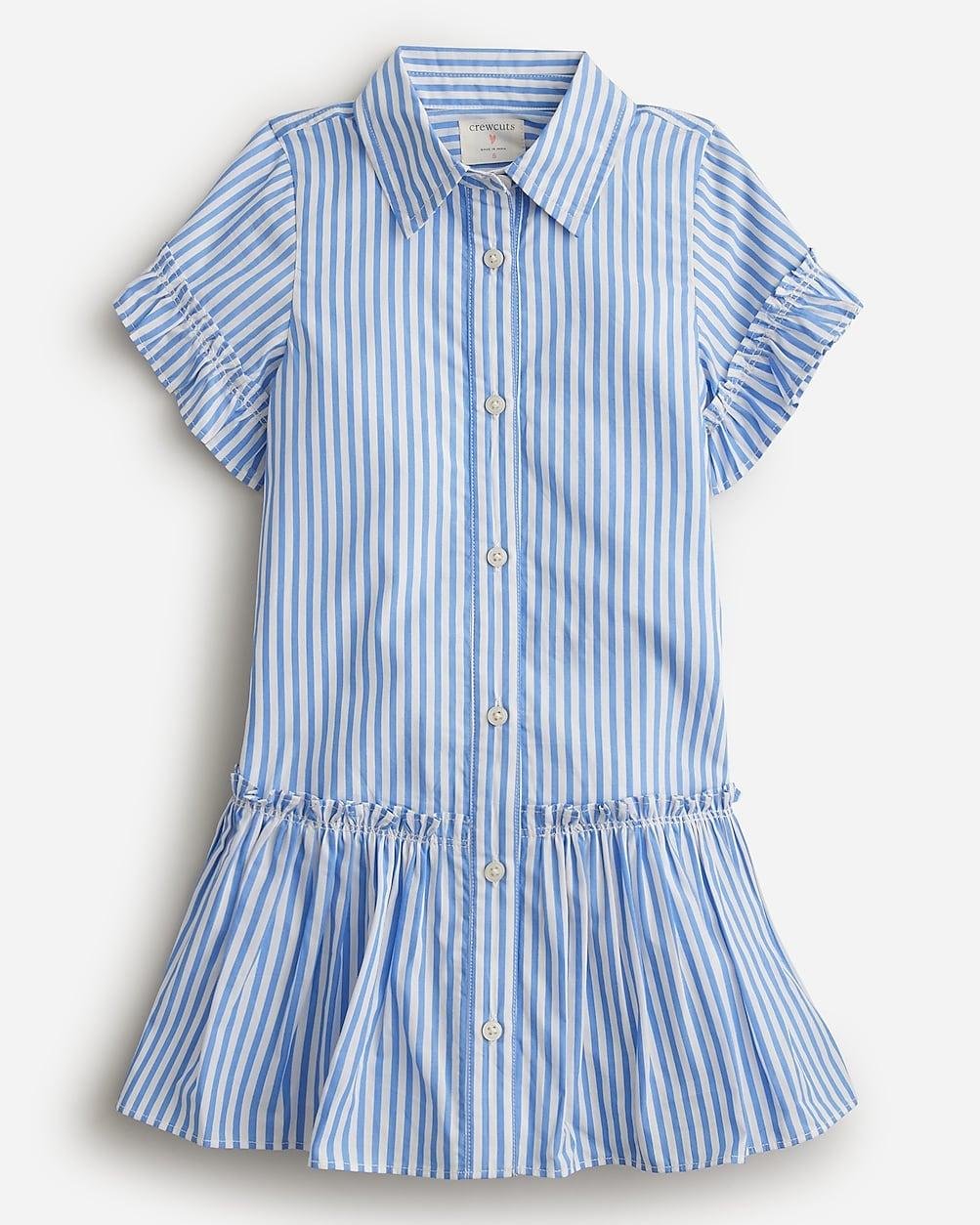 Girls' ruffle-hem shirtdress in cotton poplin by J.CREW