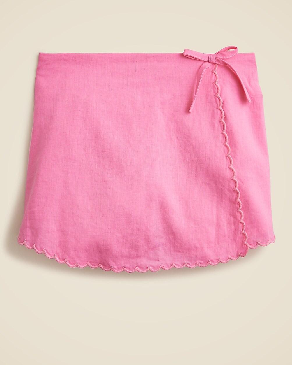 Girls' scallop-trim wrap skort in linen-cotton blend by J.CREW