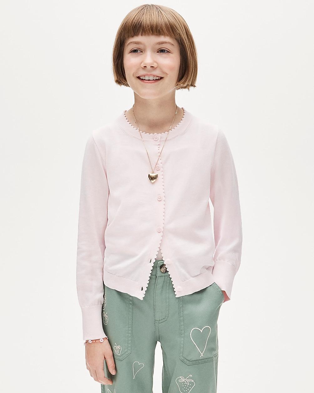 Girls' scalloped lightweight cotton cardigan by J.CREW