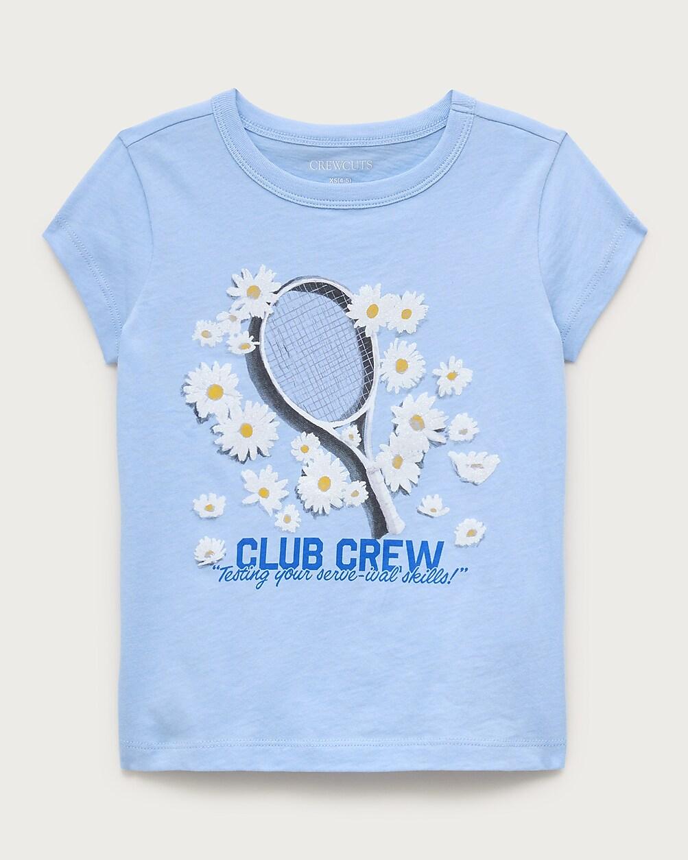 "Girls' short-sleeve ""Club crew"" T-shirt with glitter" by J.CREW