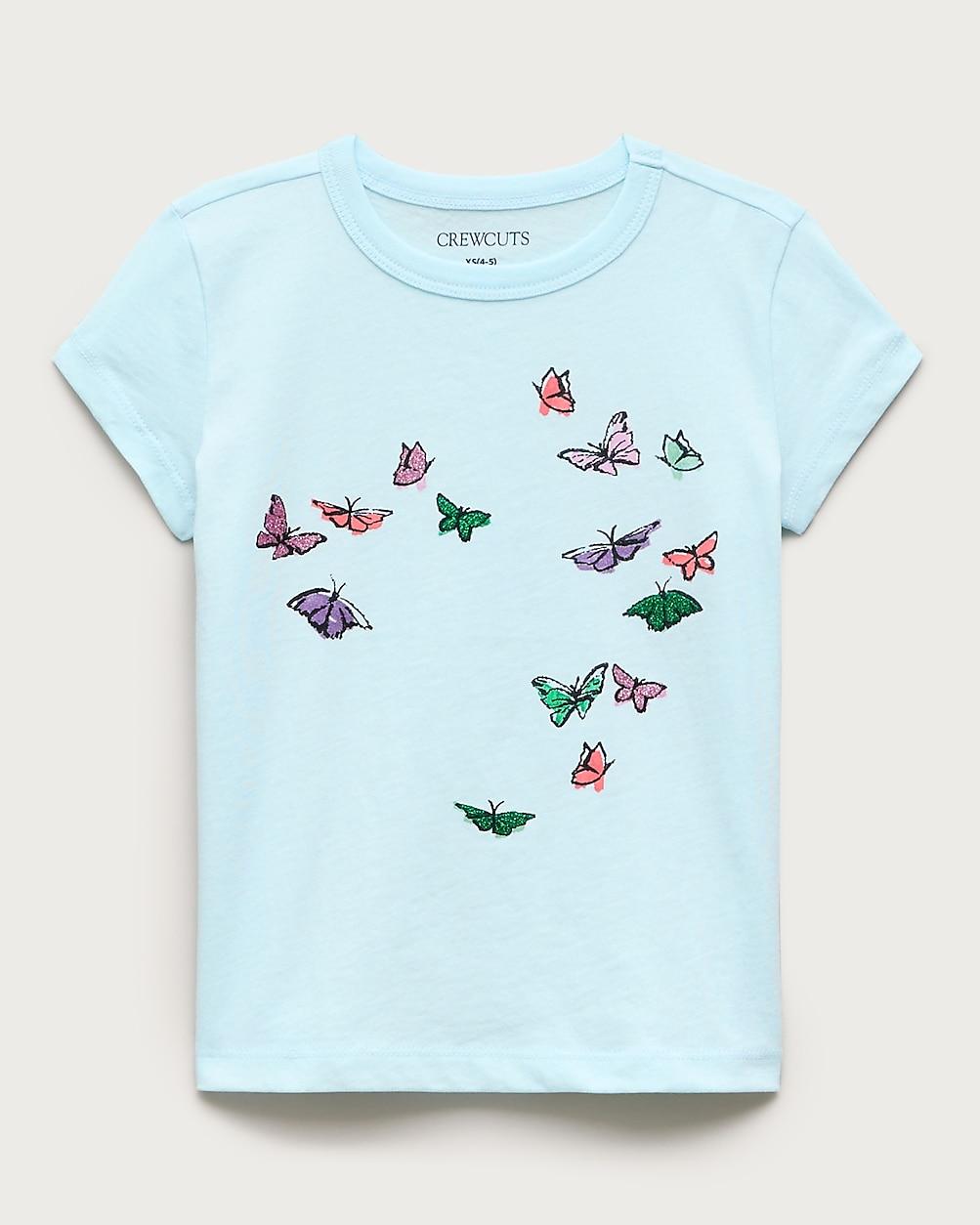 Girls' short-sleeve butterfly graphic T-shirt with sequins by J.CREW