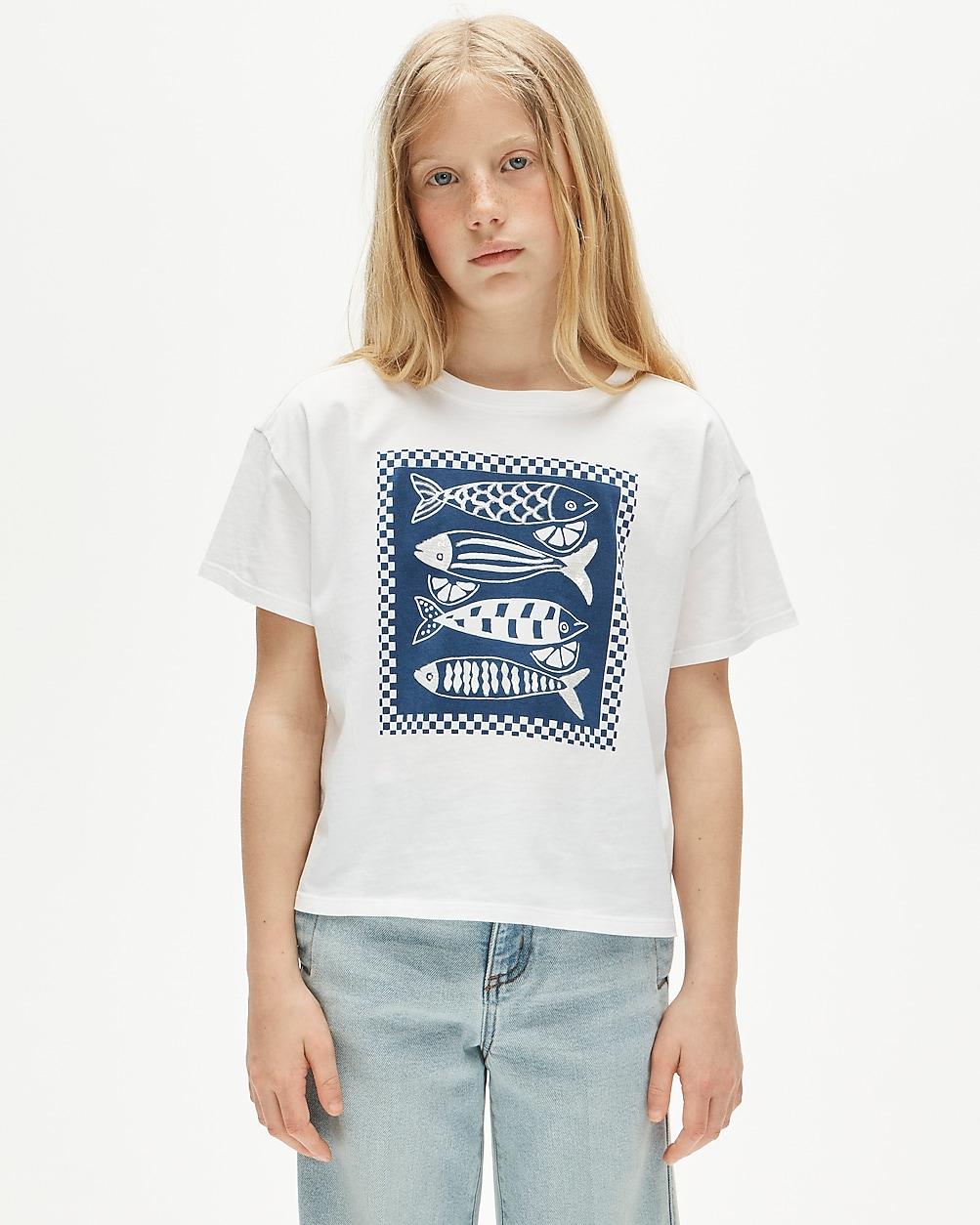Girls' short-sleeve fish graphic T-shirt with sequins by J.CREW