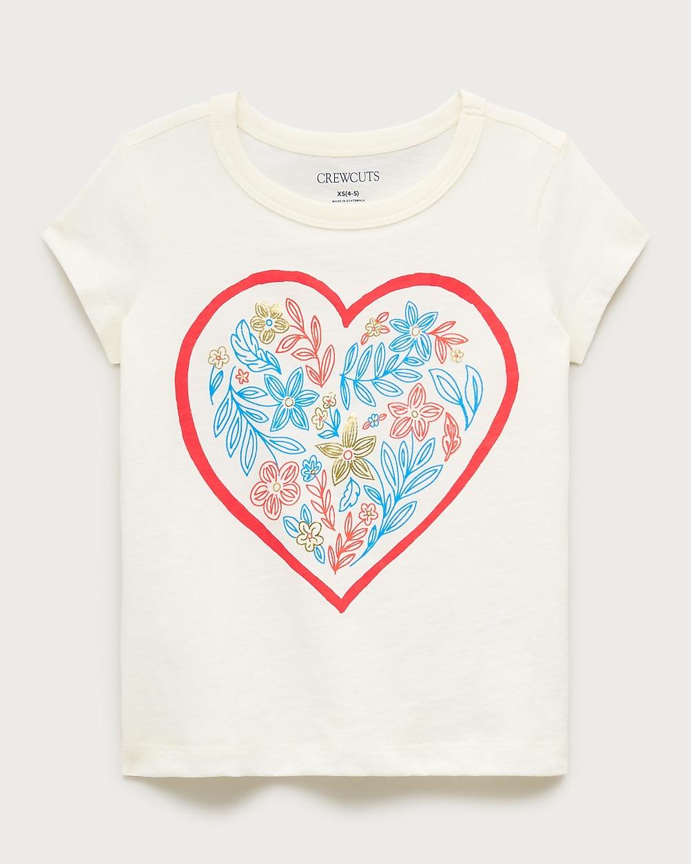 Girls' short-sleeve flower heart T-shirt by J.CREW
