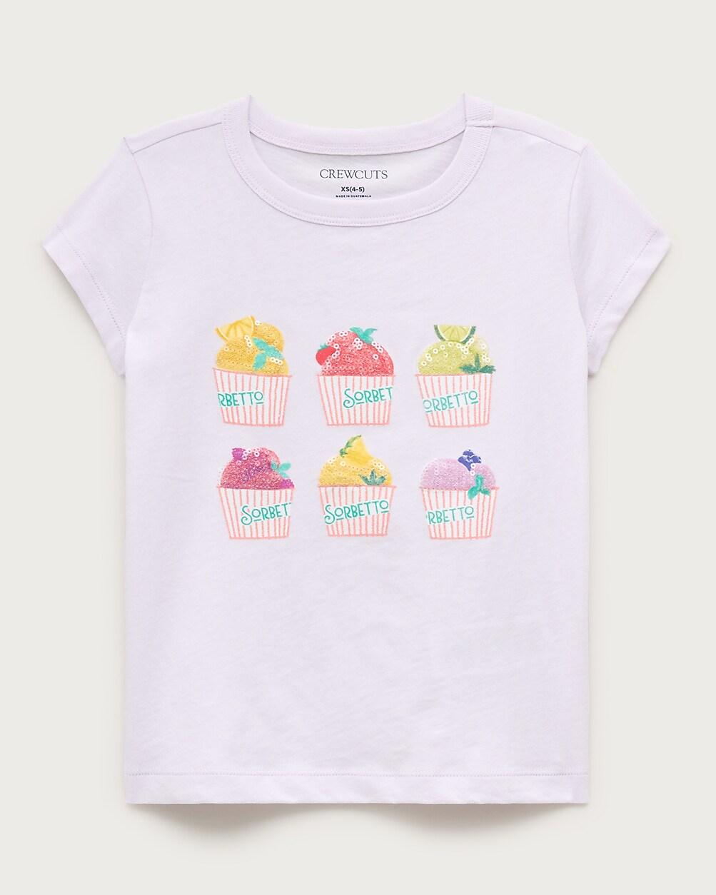 Girls' short-sleeve sorbetto graphic T-shirt with sequins by J.CREW
