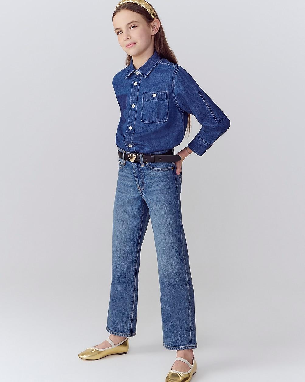 Girls' slim wide-leg jean in Hayworth wash by J.CREW
