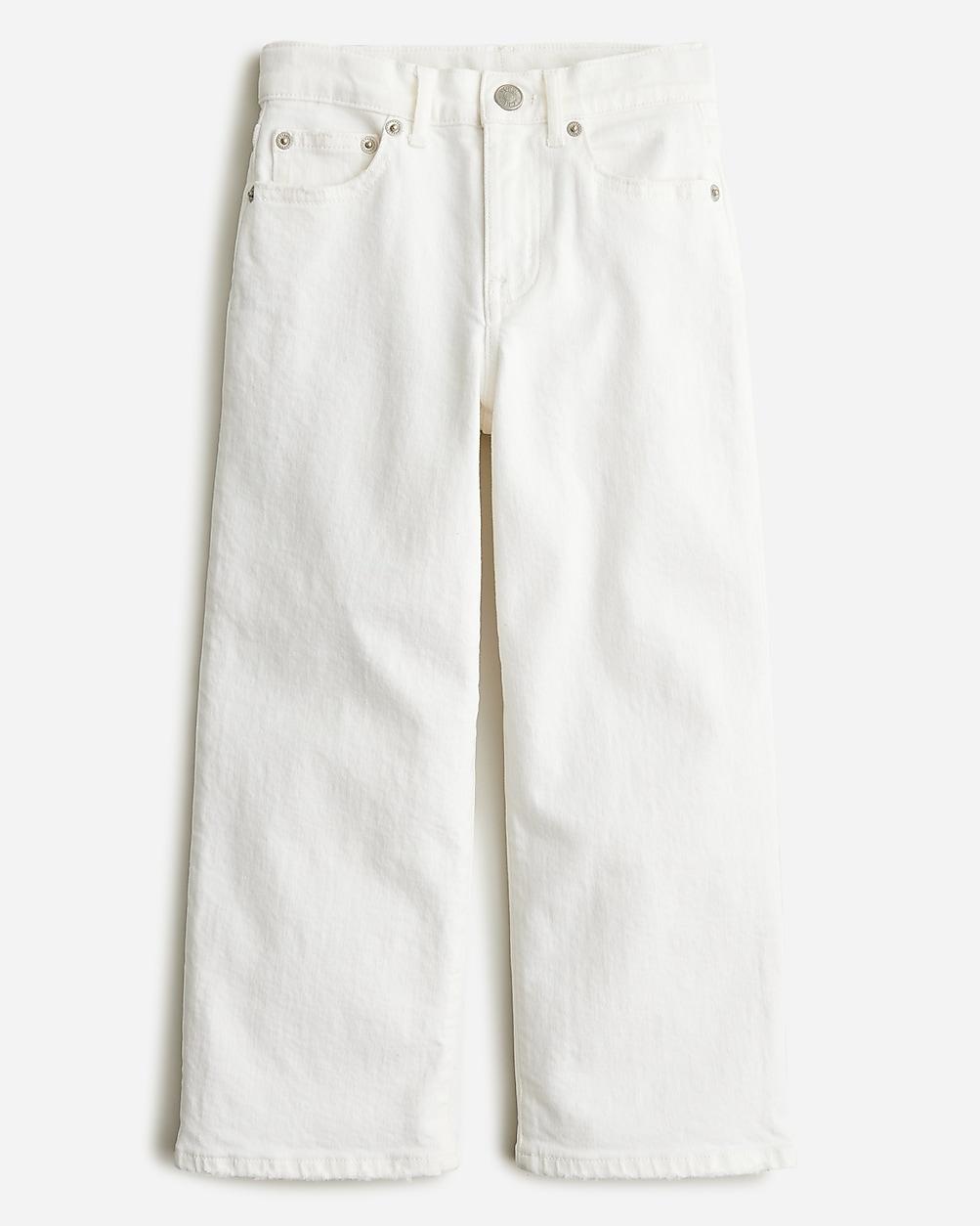 Girls' slim wide-leg jean in white by J.CREW