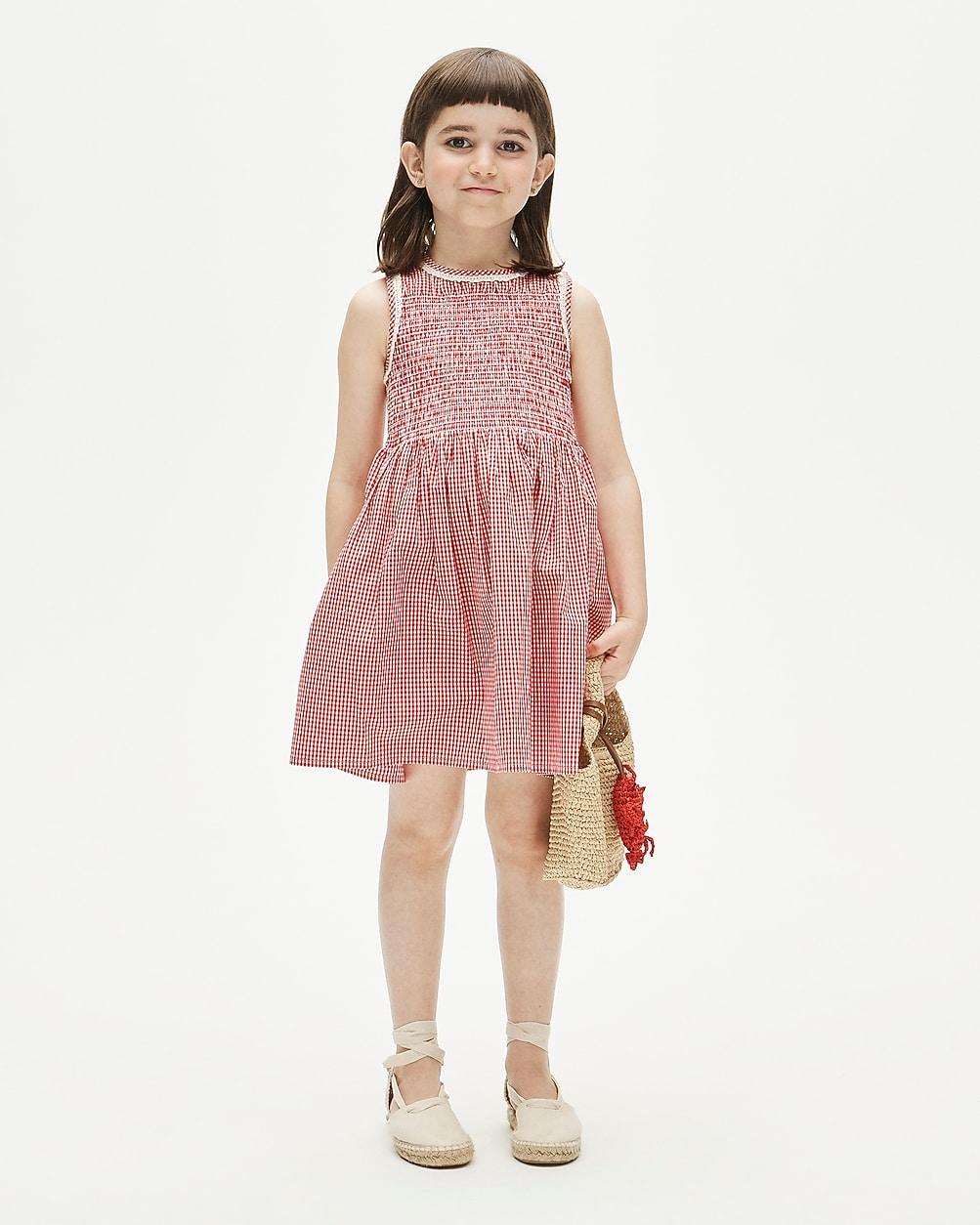 Girls' smocked dress in cotton poplin gingham by J.CREW