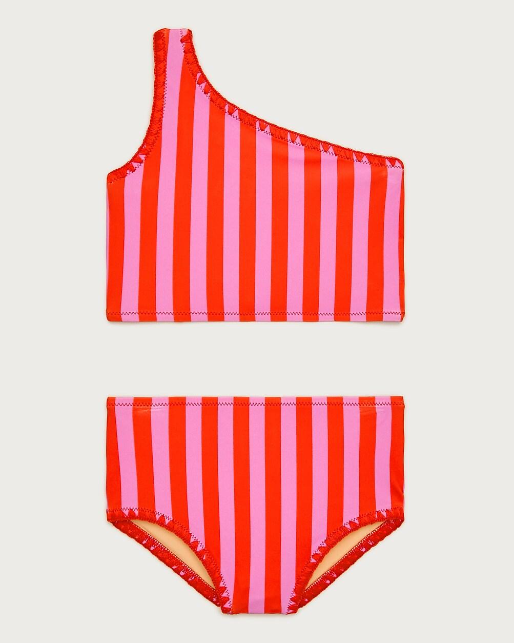 Girls' stitched one-shoulder two-piece swimsuit by J.CREW