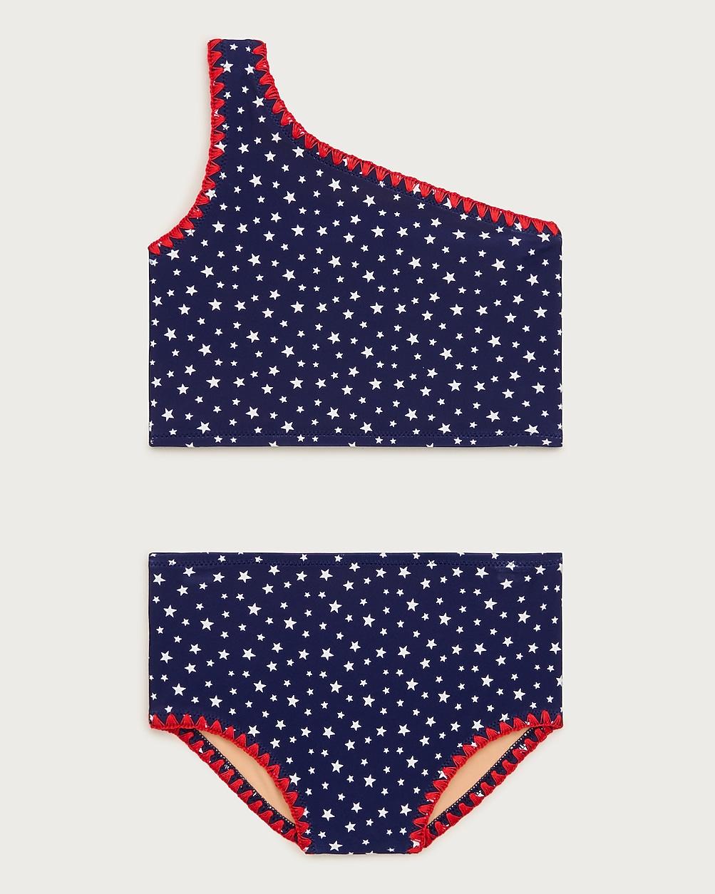 Girls' stitched one-shoulder two-piece swimsuit by J.CREW