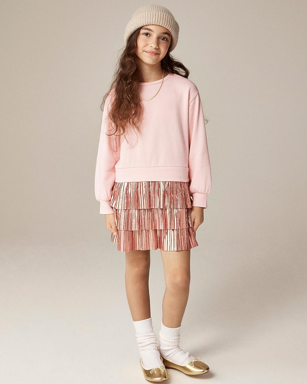 Girls' sweatshirt tiered mixy dress by J.CREW