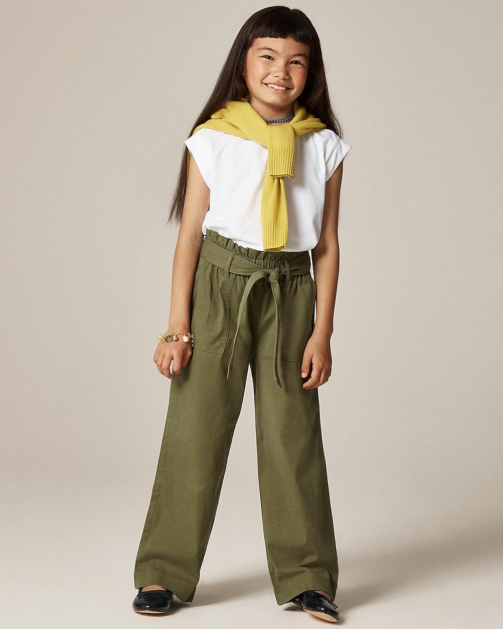 Girls' tie-waist pant in drapey twill by J.CREW