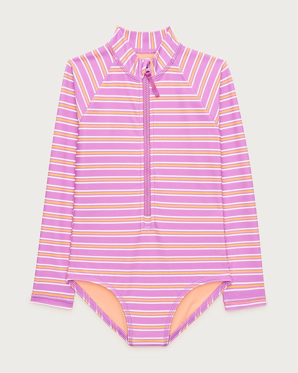 Girls' zip-up rash guard one-piece swimsuit by J.CREW