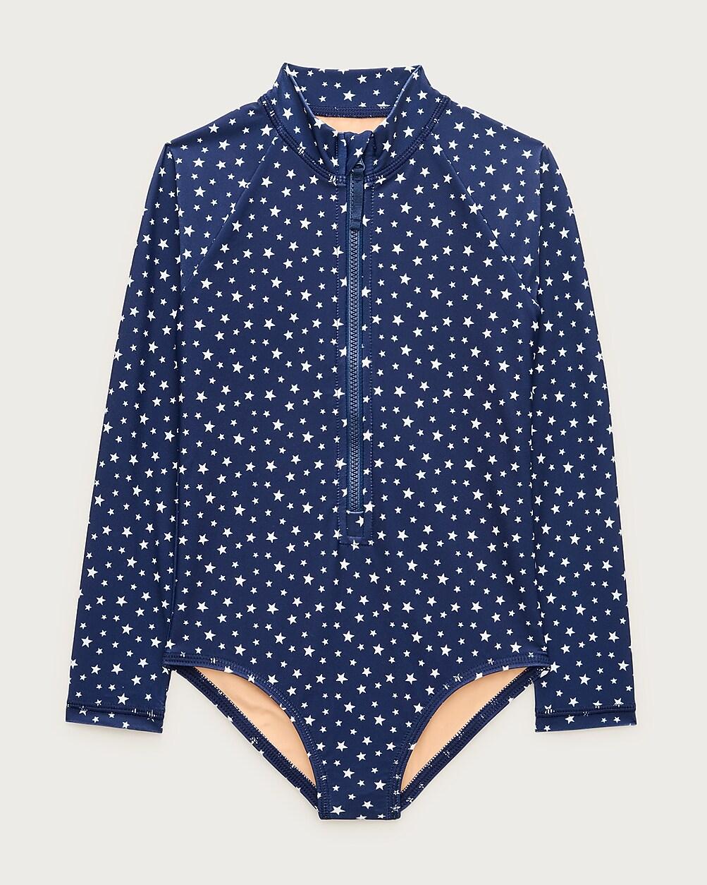 Girls' zip-up rash guard one-piece swimsuit by J.CREW