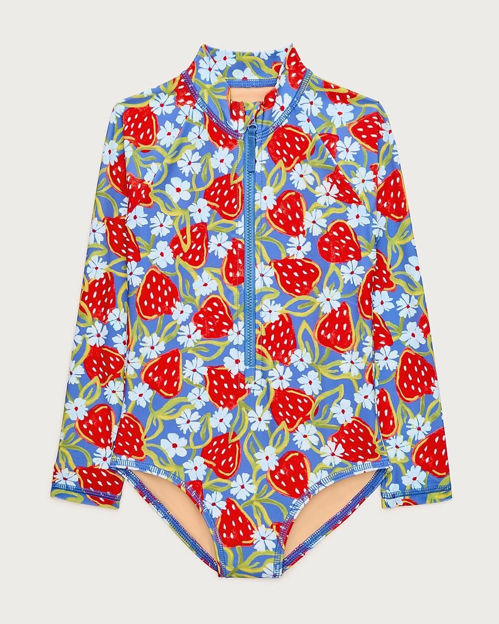 Girls' zip-up rash guard one-piece swimsuit by J.CREW
