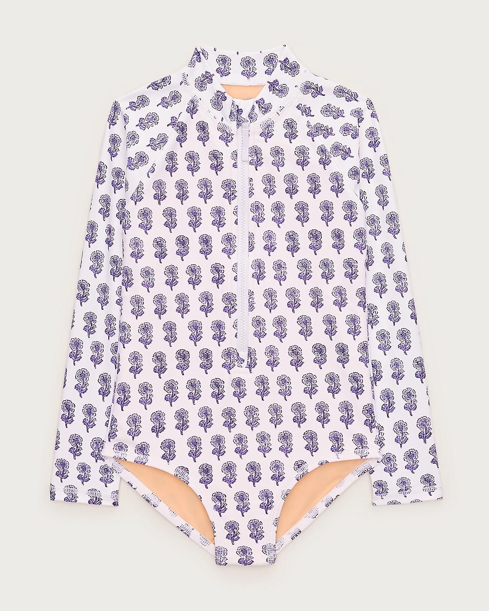 Girls' zip-up rash guard one-piece swimsuit by J.CREW